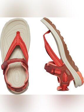 KEEN Sz 10.5 Women’s Terradora II Toe Post Dark Red / Coral Hiking Thong Sandals
